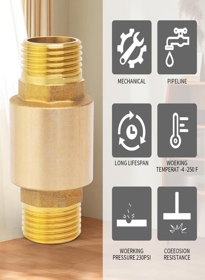 ChillWaves Brass In-Line Spring Check Valve DN15 1/2" Male Thread, One-Way Non-return Vertical Check Valve，Prevent Water Back-flow(1-PACK) - Image 5